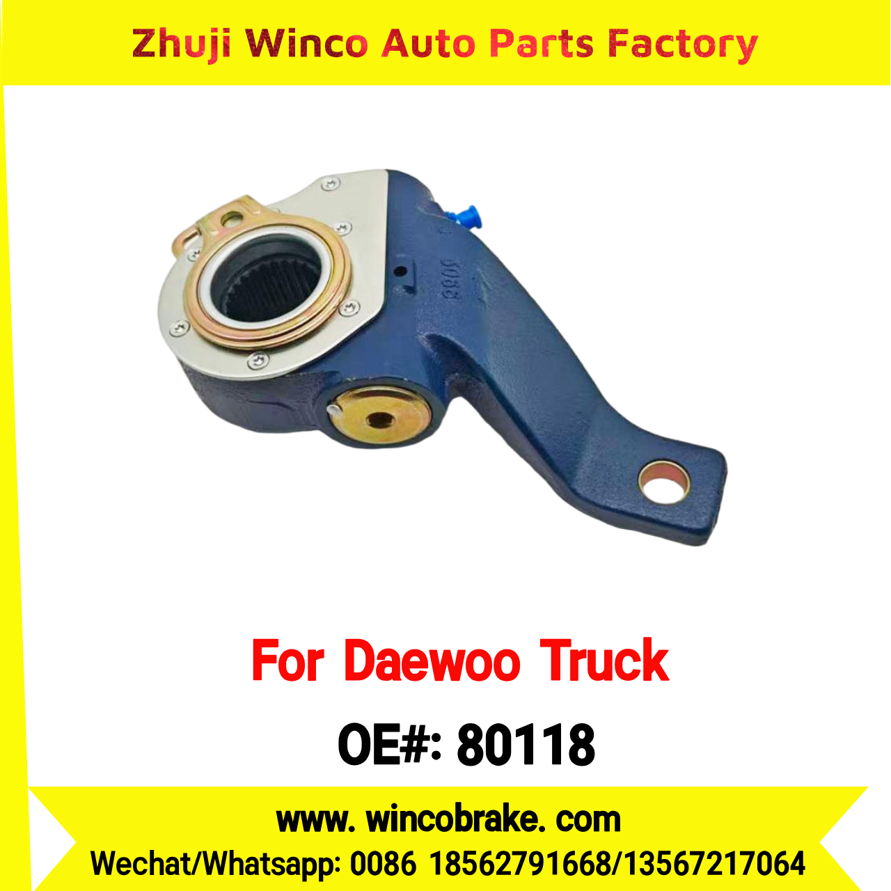 Winco OEM 80118 Automatic Slack Adjuster Suit to DAEWOO Trucks Parts 25 Teeth South Korea Southeast Asia Market To Replace Haldex 80118