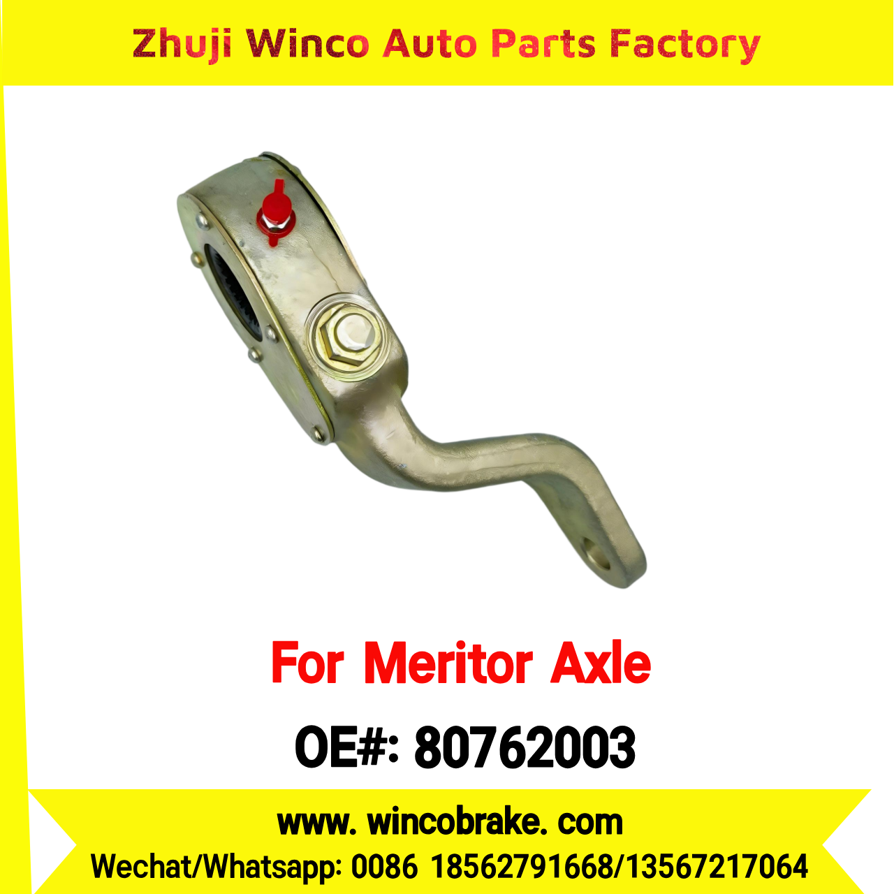 Winco OEM 80762003 Manual Slack Adjuster for Truck Brake Systems Straight 1 Hole Back Left Meritor Axle Haldex Replacement SUIT TO AMERICAN TRUCKS