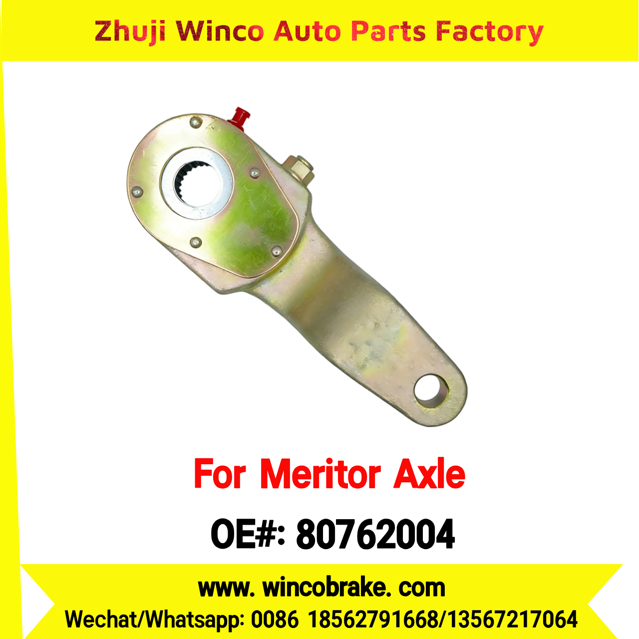 Winco OEM 80762004 Manual Slack Adjuster for Truck Brake Systems Straight 1 Hole Back Right Meritor Axle Haldex Replacement SUIT TO AMERICAN TRUCKS