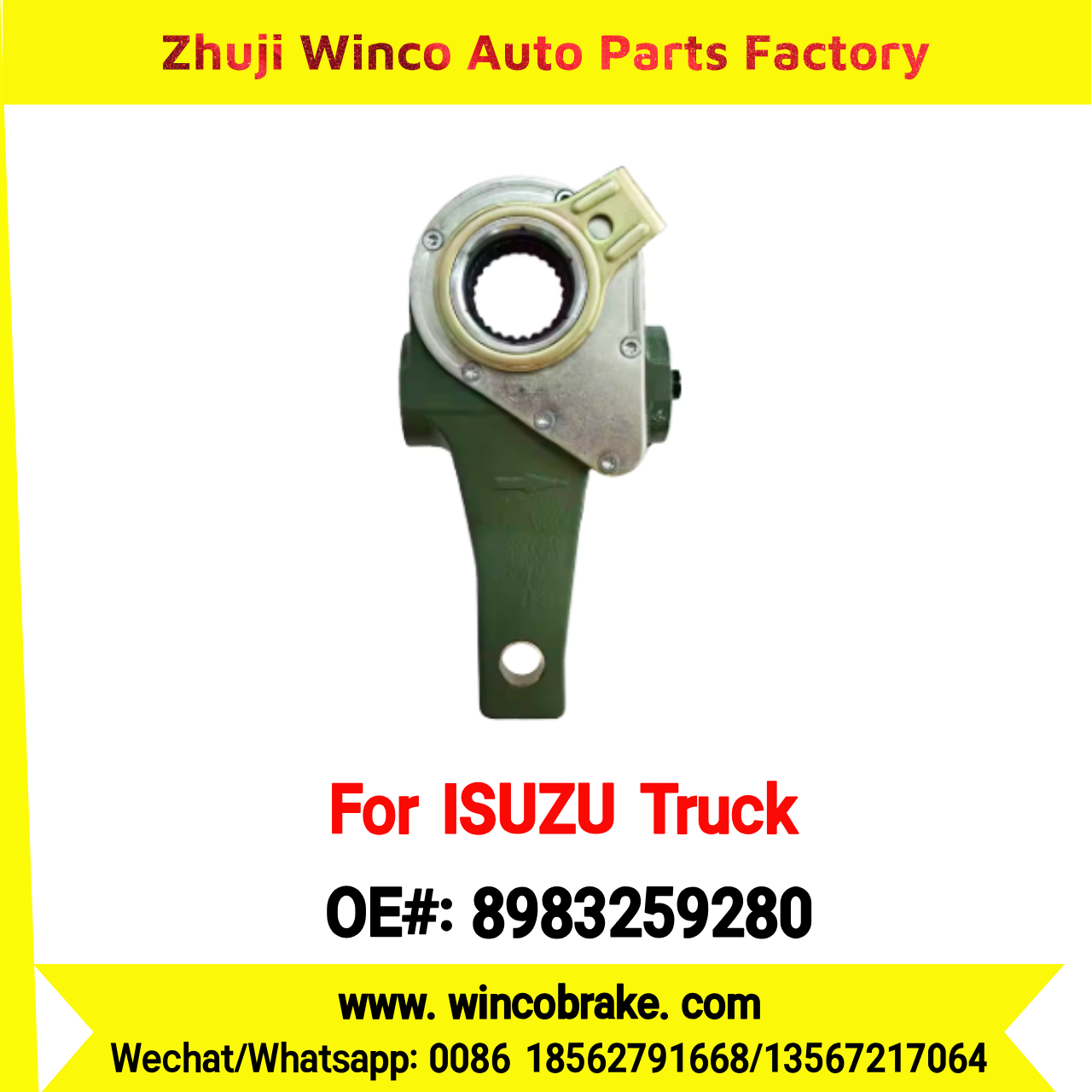 Winco OEM 8983259280 Automatic Slack Adjuster for Suit to Japanese ISUZU Trucks F-series Spare Parts 25 Teeth to Fit Truck & Trailer for Southeast Asia Market