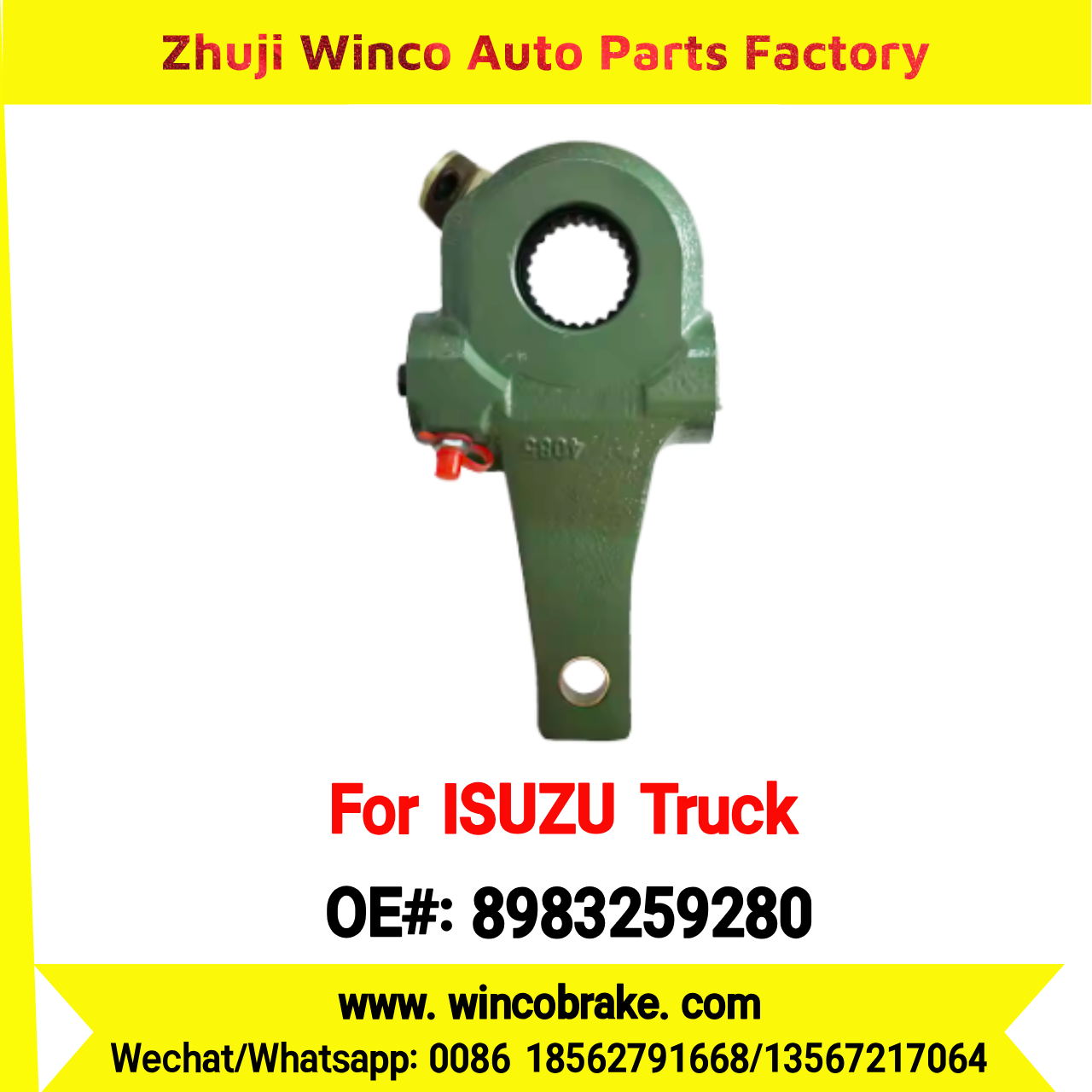 Winco OEM 8983259280 Automatic Slack Adjuster for Suit to Japanese ISUZU Trucks F-series Spare Parts 25 Teeth to Fit Truck & Trailer for Southeast Asia Market