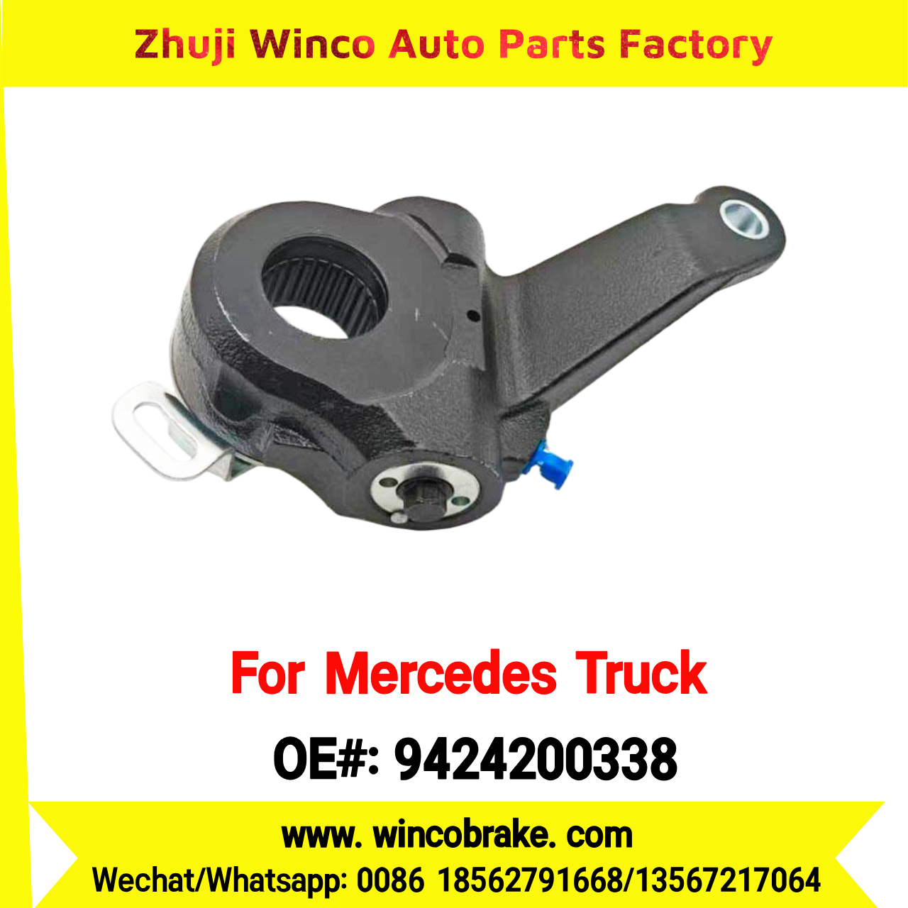 Winco OEM 9424200338 Brake Adjuster for Mercedes Benz Truck Automatic Slack Adjuster Auto Parts Brake Adjusting Arm Haldex TO FIT MERCEDES Trucks 26 Teeth Replace Haldex