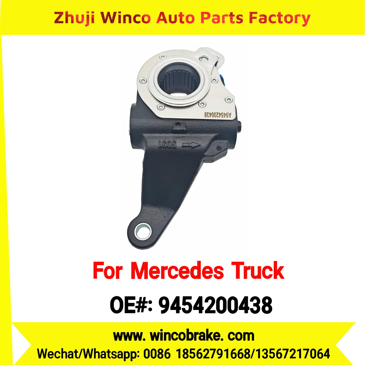 Winco OEM 9454200438 Automatic Slack Adjuster Brake Adjuster for Mercedes Benz Truck ACTROS TRUCKS Auto Parts Brake Adjusting Arm Haldex TO FIT MERCEDES Trucks 26 Teeth Replace Haldex