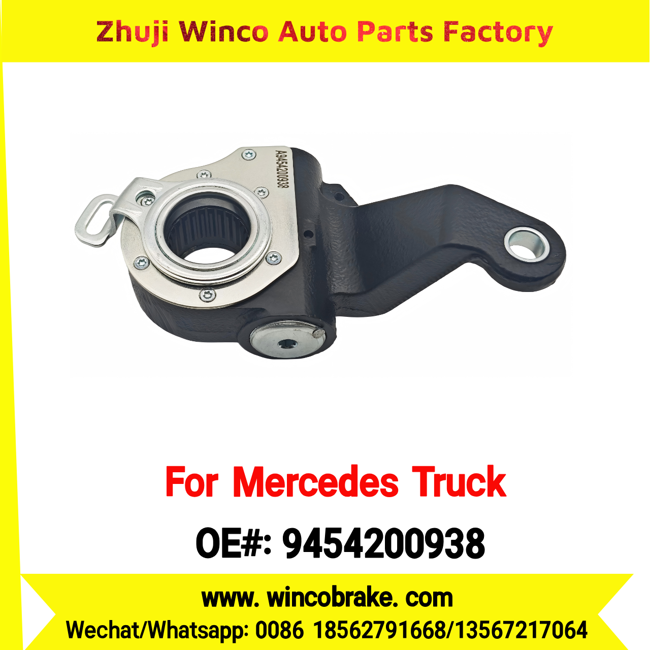 Winco OEM 9454200938 Automatic Slack Adjuster Brake Adjuster for Mercedes Benz Truck ACTROS TRUCKS Auto Parts Brake Adjusting Arm Haldex TO FIT MERCEDES Trucks 26 Teeth Replace Haldex
