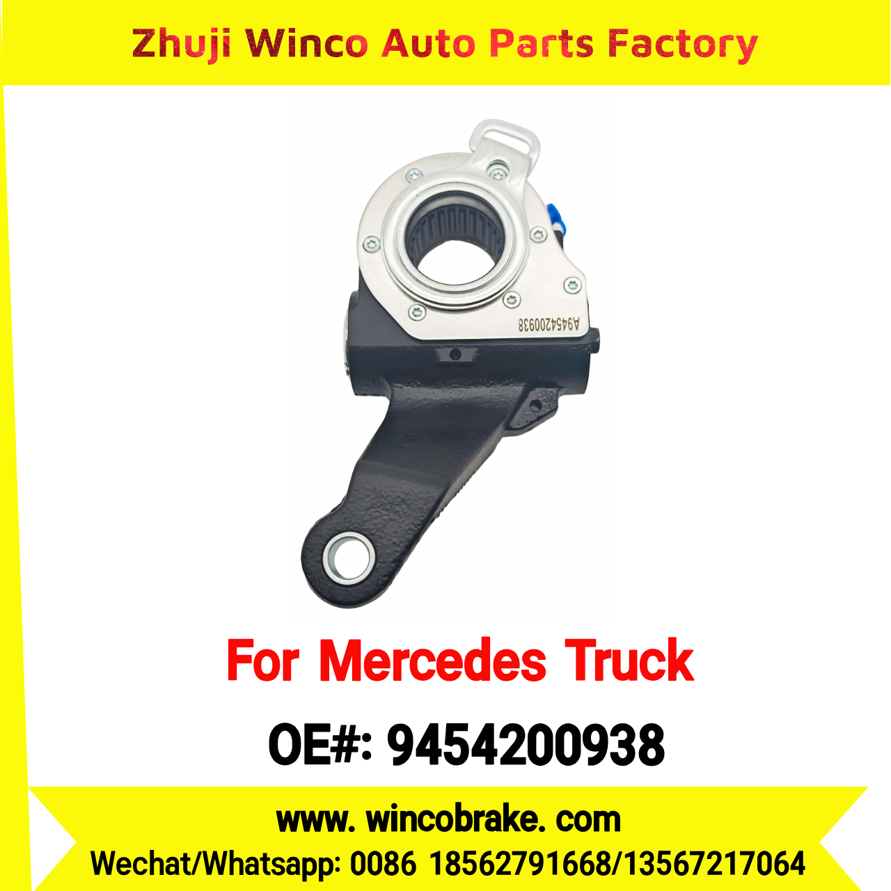 Winco OEM 9454200938 Automatic Slack Adjuster Brake Adjuster for Mercedes Benz Truck ACTROS TRUCKS Auto Parts Brake Adjusting Arm Haldex TO FIT MERCEDES Trucks 26 Teeth Replace Haldex