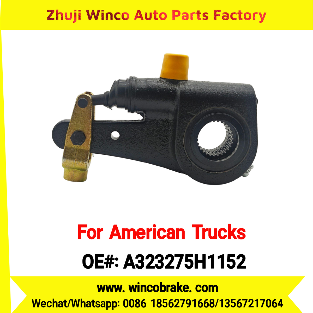 Winco OEM A323275H1152 Automatic Slack Adjuster for Truck Brake Systems 5.5'' ARM, 1-1/2''-28 SPLINE, TYPE 3 28 Teeth Replacement SUIT TO AMERICAN TRUCKS
