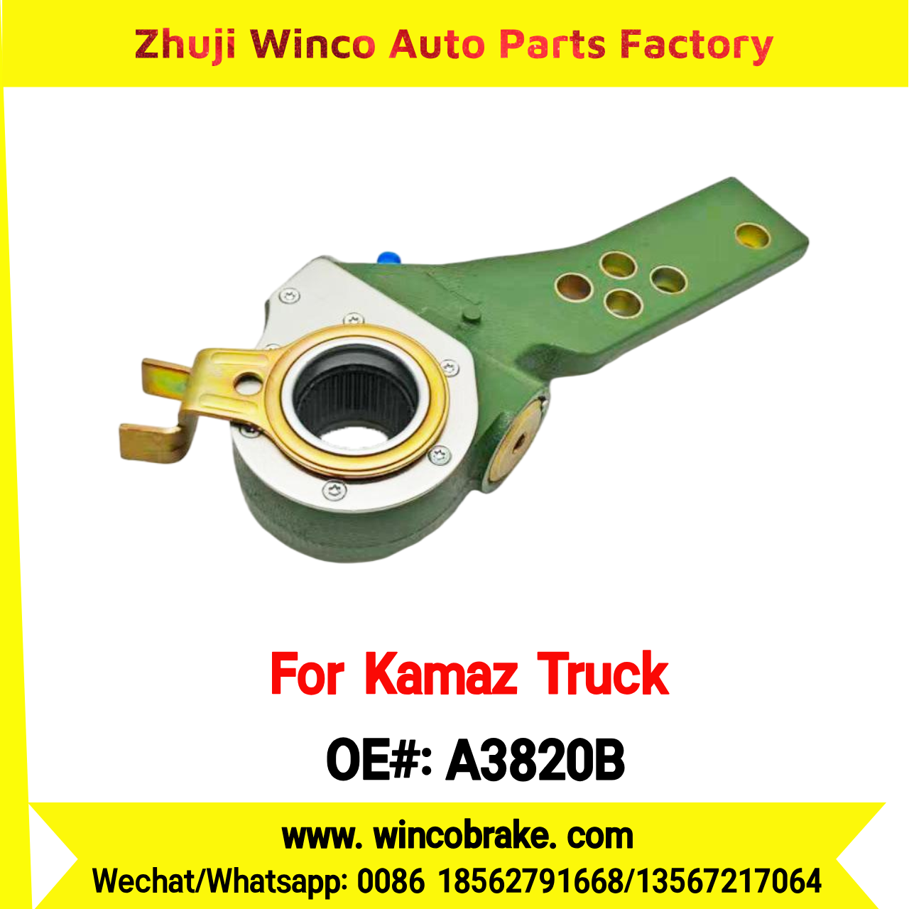 Winco OEM A3820B Automatic Slack Adjuster for 37 Teeth KAMAZ Truck КАМАЗ ПРИЦЕП СЗАП-93271А, СЗАП L1 (12 ТОНН) to Replace HALDEX Russian Heavy Duty