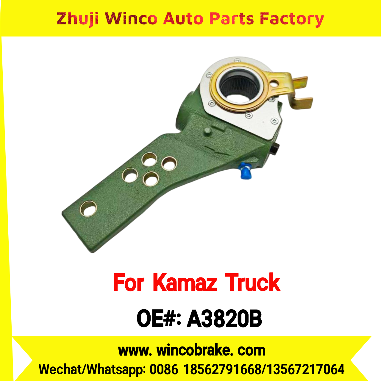 Winco OEM A3820B Automatic Slack Adjuster for 37 Teeth KAMAZ Truck КАМАЗ ПРИЦЕП СЗАП-93271А, СЗАП L1 (12 ТОНН) to Replace HALDEX Russian Heavy Duty