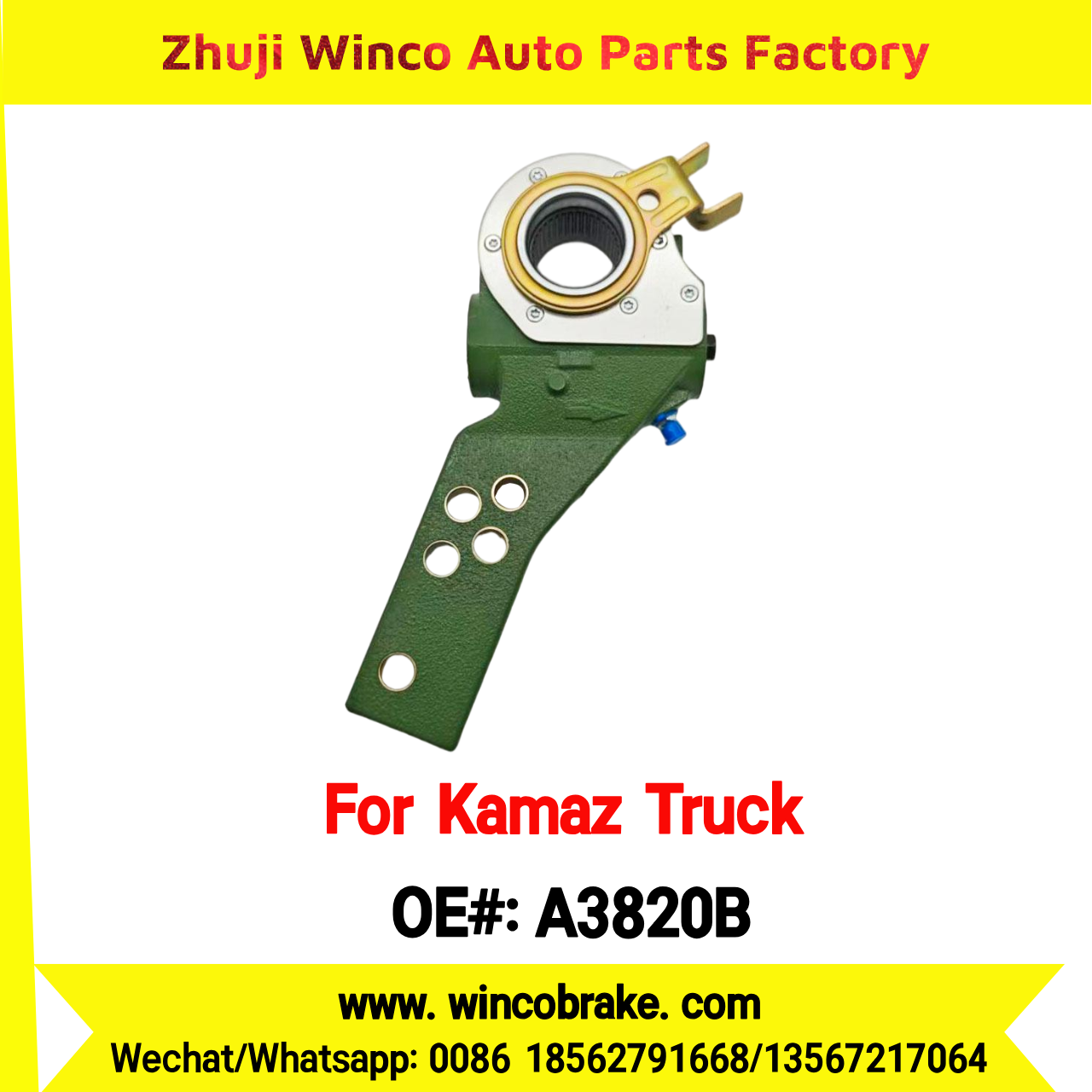 Winco OEM A3820B Automatic Slack Adjuster for 37 Teeth KAMAZ Truck КАМАЗ ПРИЦЕП СЗАП-93271А, СЗАП L1 (12 ТОНН) to Replace HALDEX Russian Heavy Duty