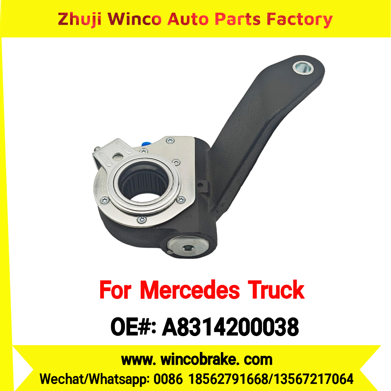 Winco OEM A8314200038 Automatic Slack Adjuster Brake Adjuster for Mercedes Benz Truck BIS 1626 EURO 4 Auto Parts Brake Adjusting Arm Haldex TO FIT MERCEDES Trucks 24 Teeth Replace Haldex