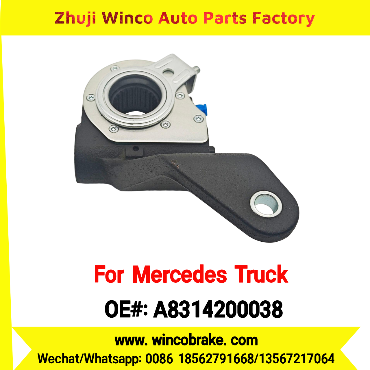Winco OEM A8314200038 Automatic Slack Adjuster Brake Adjuster for Mercedes Benz Truck BIS 1626 EURO 4 Auto Parts Brake Adjusting Arm Haldex TO FIT MERCEDES Trucks 24 Teeth Replace Haldex