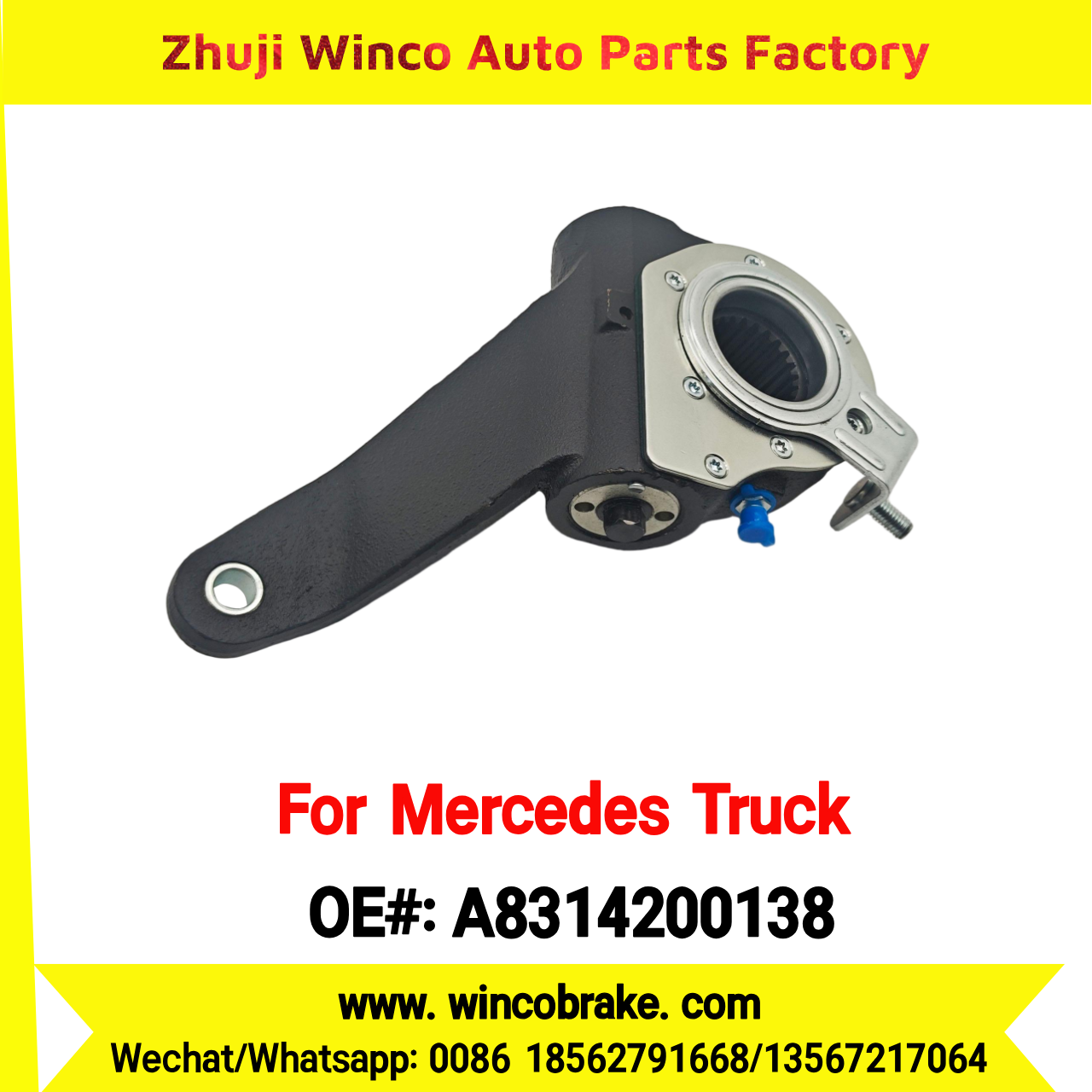 Winco OEM A8314200138 Automatic Slack Adjuster Brake Adjuster for Mercedes Benz Truck BIS 1626 EURO 4 Auto Parts Brake Adjusting Arm Haldex TO FIT MERCEDES Trucks 24 Teeth Replace Haldex