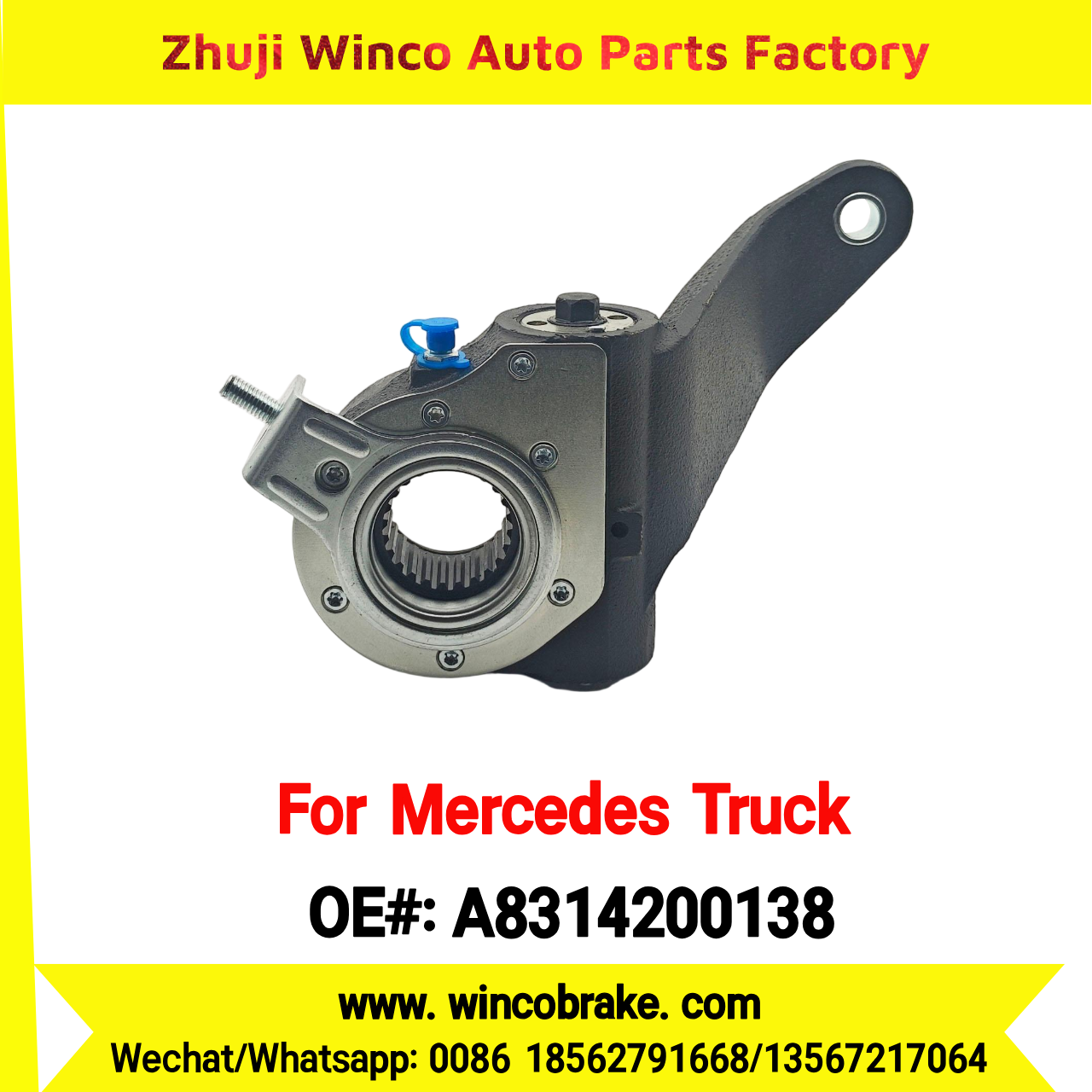 Winco OEM A8314200138 Automatic Slack Adjuster Brake Adjuster for Mercedes Benz Truck BIS 1626 EURO 4 Auto Parts Brake Adjusting Arm Haldex TO FIT MERCEDES Trucks 24 Teeth Replace Haldex