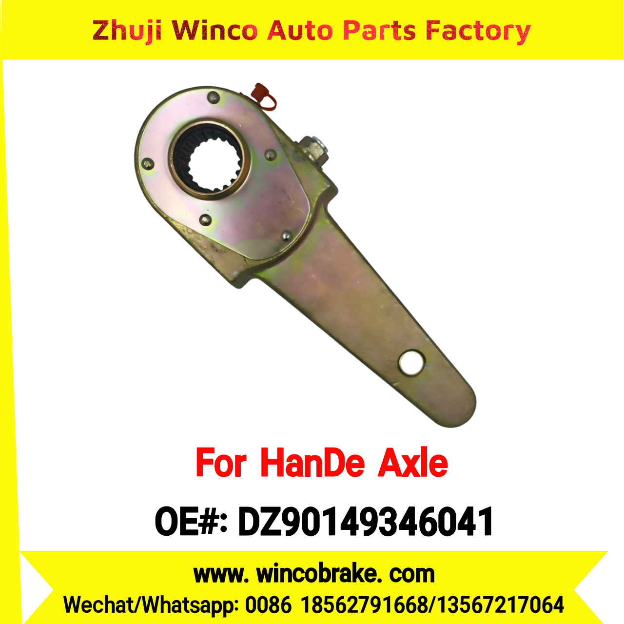 Winco OEM DZ90149346041 Manual Slack Adjuster for Suit to China HanDe Axle 35T Back 1 Hole 19 Teeth Brake Systems