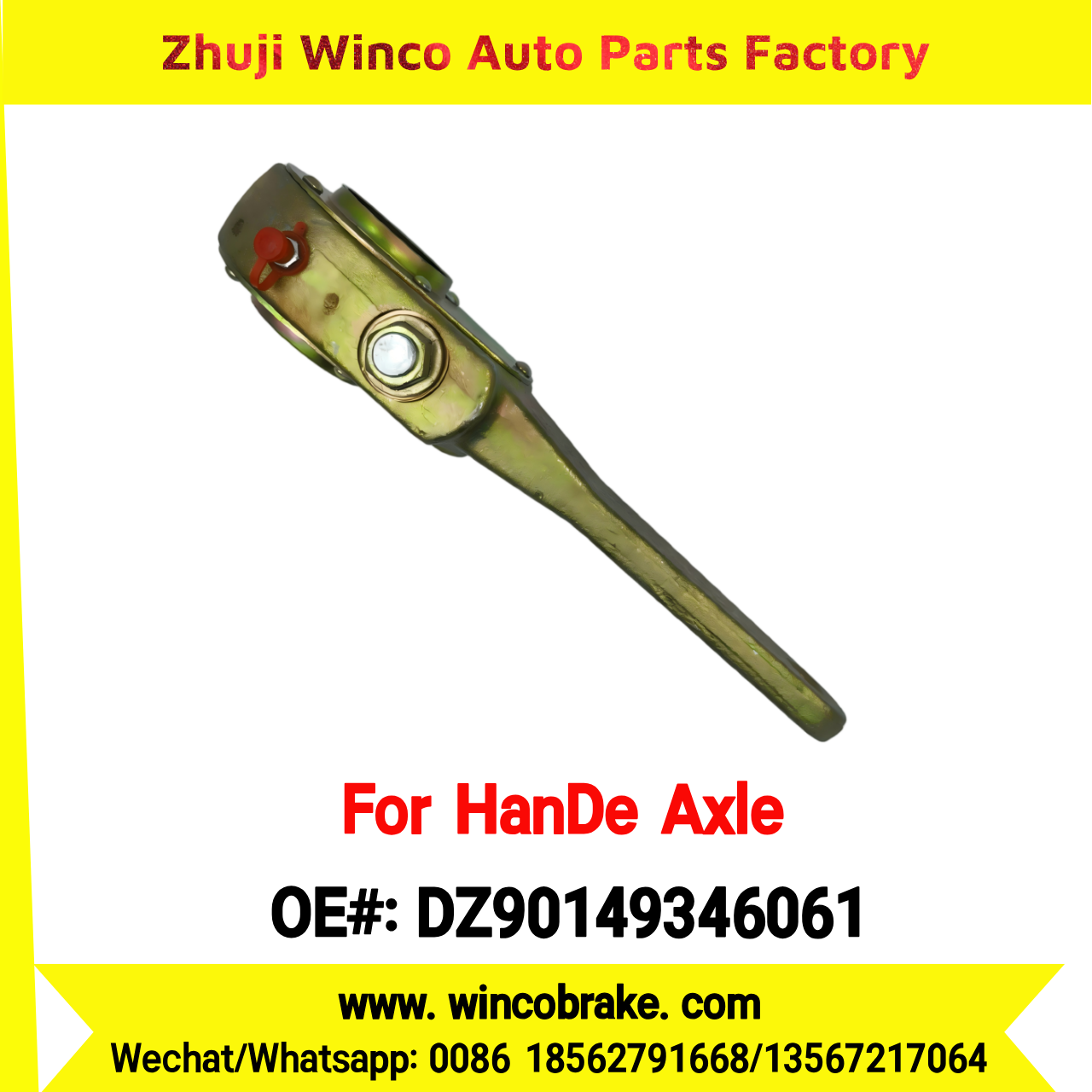 Winco OEM DZ90149346061 Manual Slack Adjuster for Suit to China HanDe Axle 40T Back 1 Hole 20 Teeth Brake Systems