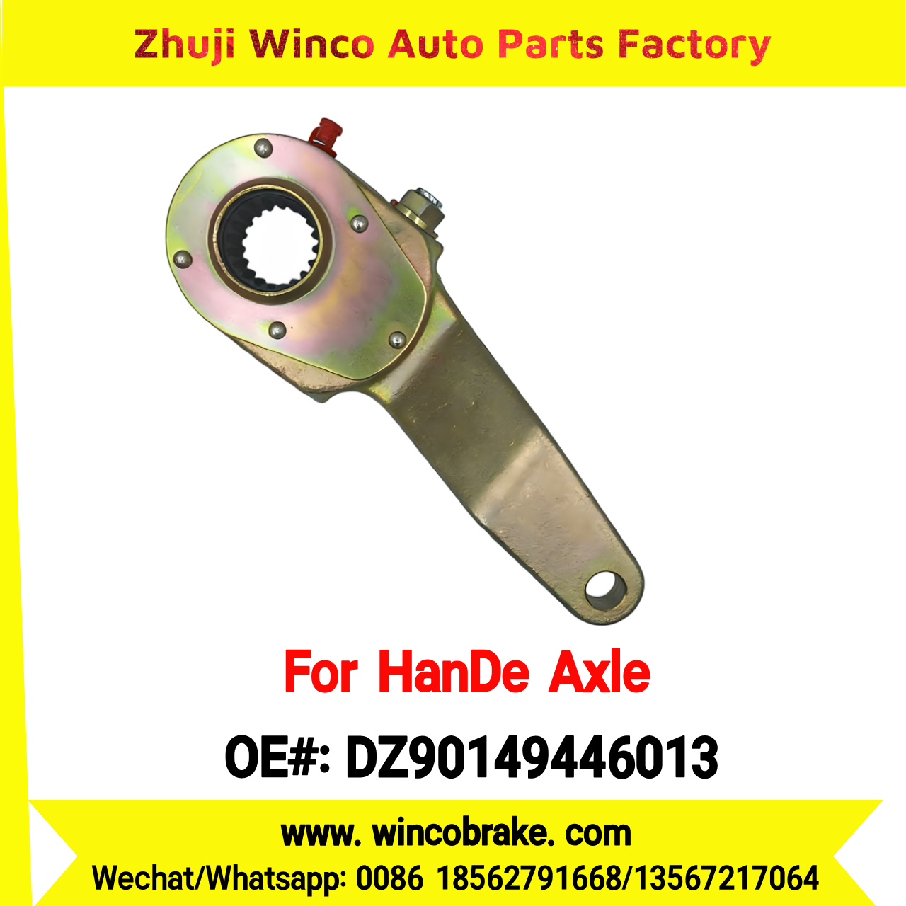 Winco OEM DZ90149446013 Manual Slack Adjuster for Suit to China HanDe Axle 35T Front Right 1 Hole 19 Teeth Brake Systems