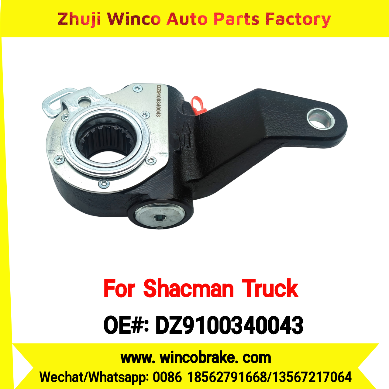 Winco OEM DZ9100340043 Automatic Slack Adjuster for Suit to Shacman Truck X3000 Rear Left 19 Teeth Spare Parts