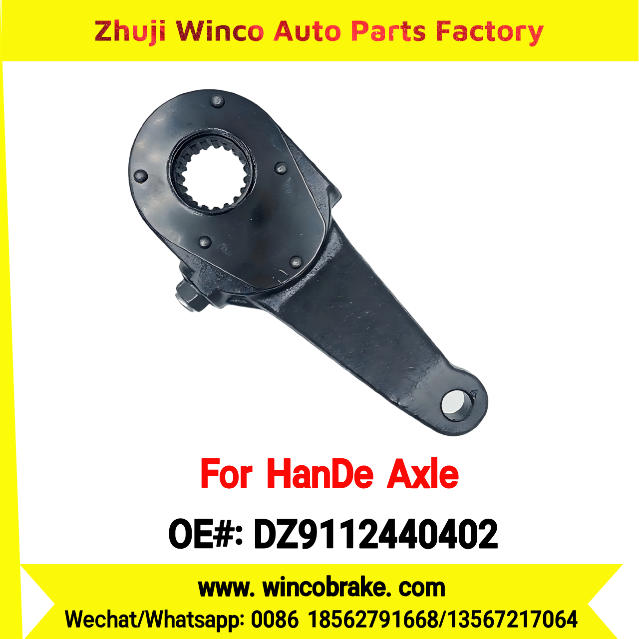 Winco OEM DZ9112440402 Manual Slack Adjuster for Suit to China HanDe Axle Right 1 Hole 19 Teeth Brake Systems