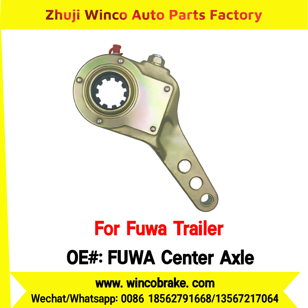 Winco OEM Fuwa Center Axle Manual Slack Adjuster for Suit to China Fuwa Trailer Center Axle 3 Hole 10 Teeth Brake Systems