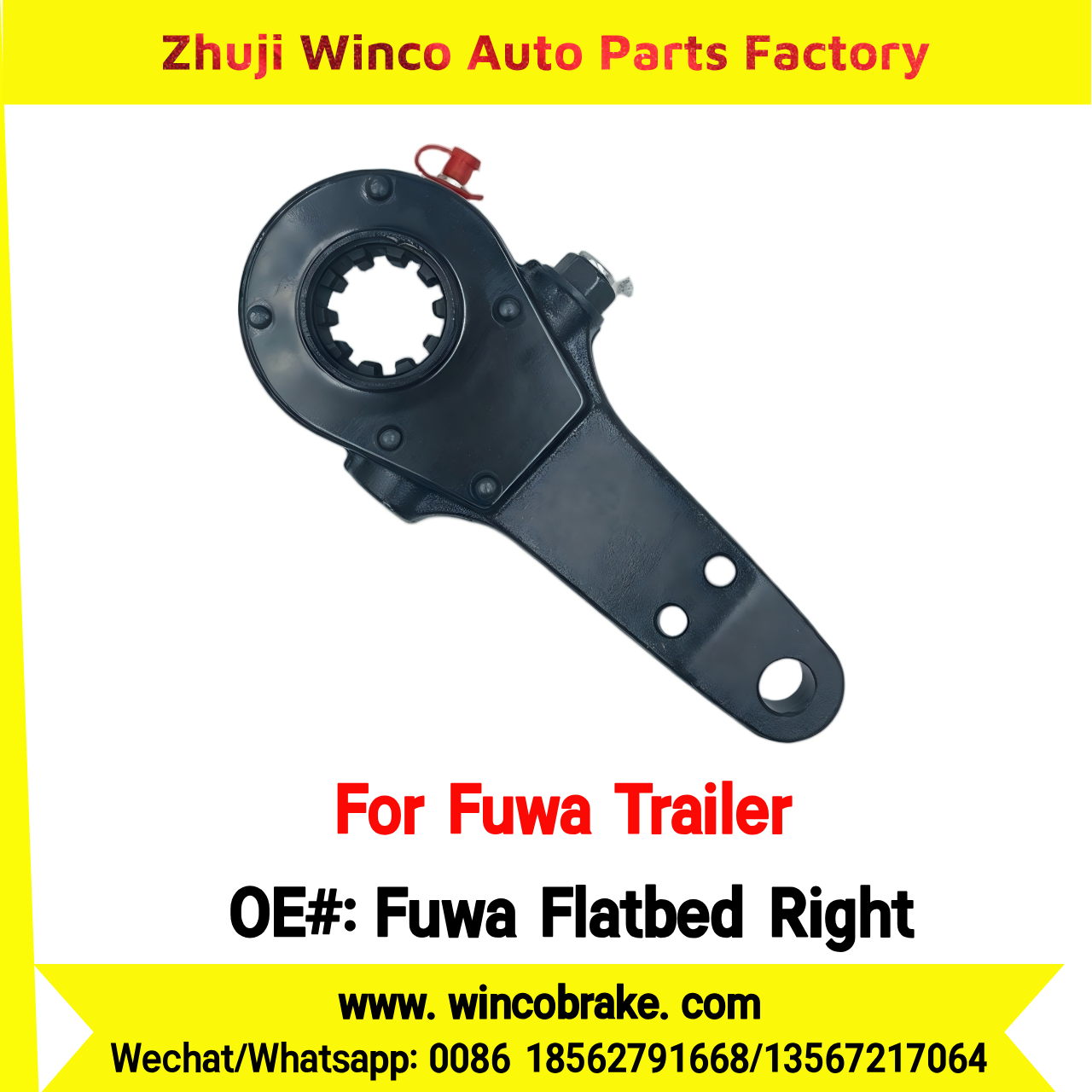 Winco OEM Fuwa Flatbed Right Manual Slack Adjuster for Suit to China Fuwa Trailer 3 Hole 10 Teeth Brake Systems