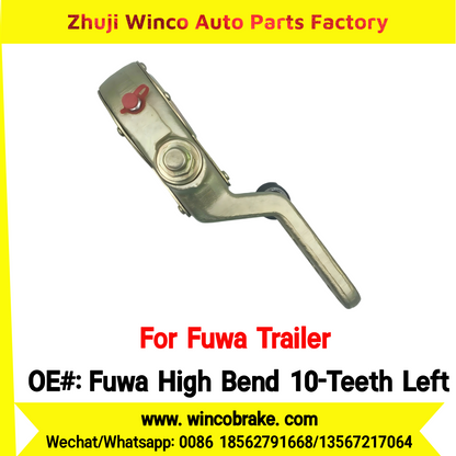 Winco OEM Fuwa High Bend 10-Teeth Left Manual Slack Adjuster for Suit to China Fuwa Trailer 3 Hole 10 Teeth Brake Systems