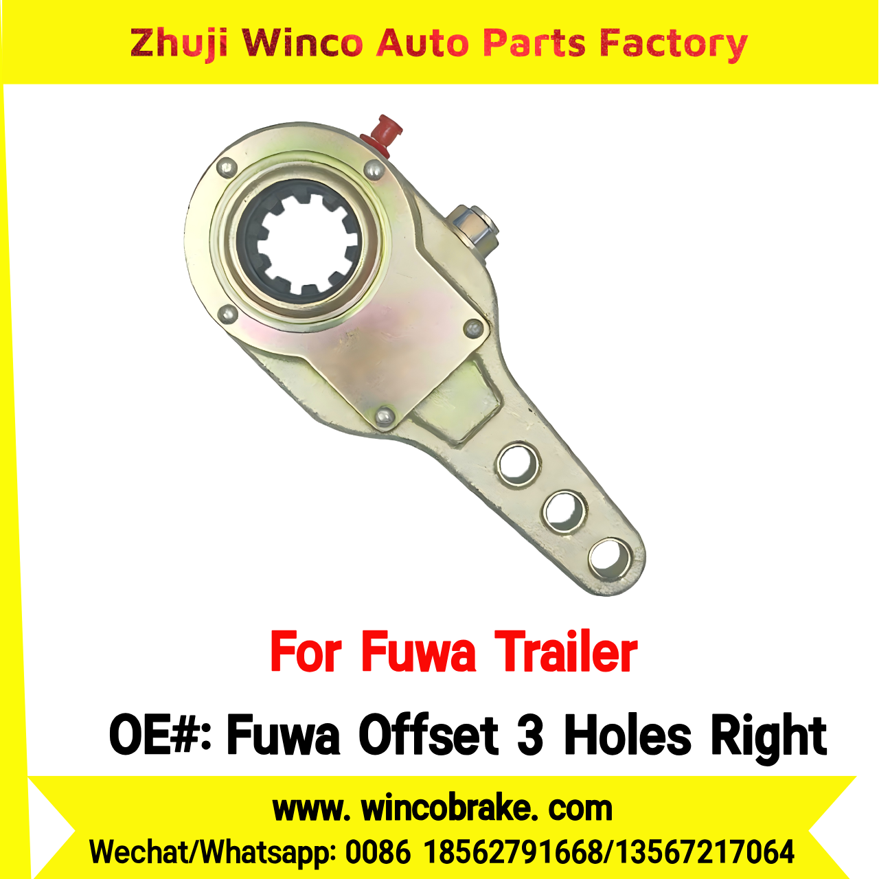 Winco OEM Fuwa Offset 3 Holes Right Manual Slack Adjuster for Suit to China Fuwa Trailer Center Axle 3 Hole 10 Teeth Brake Systems