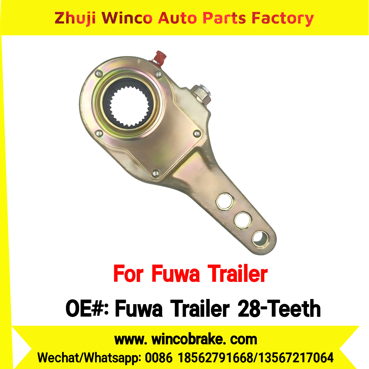 Winco OEM Fuwa Trailer 28-Teeth Manual Slack Adjuster for Suit to China Fuwa Trailer 3 Hole 28 Teeth Brake Systems