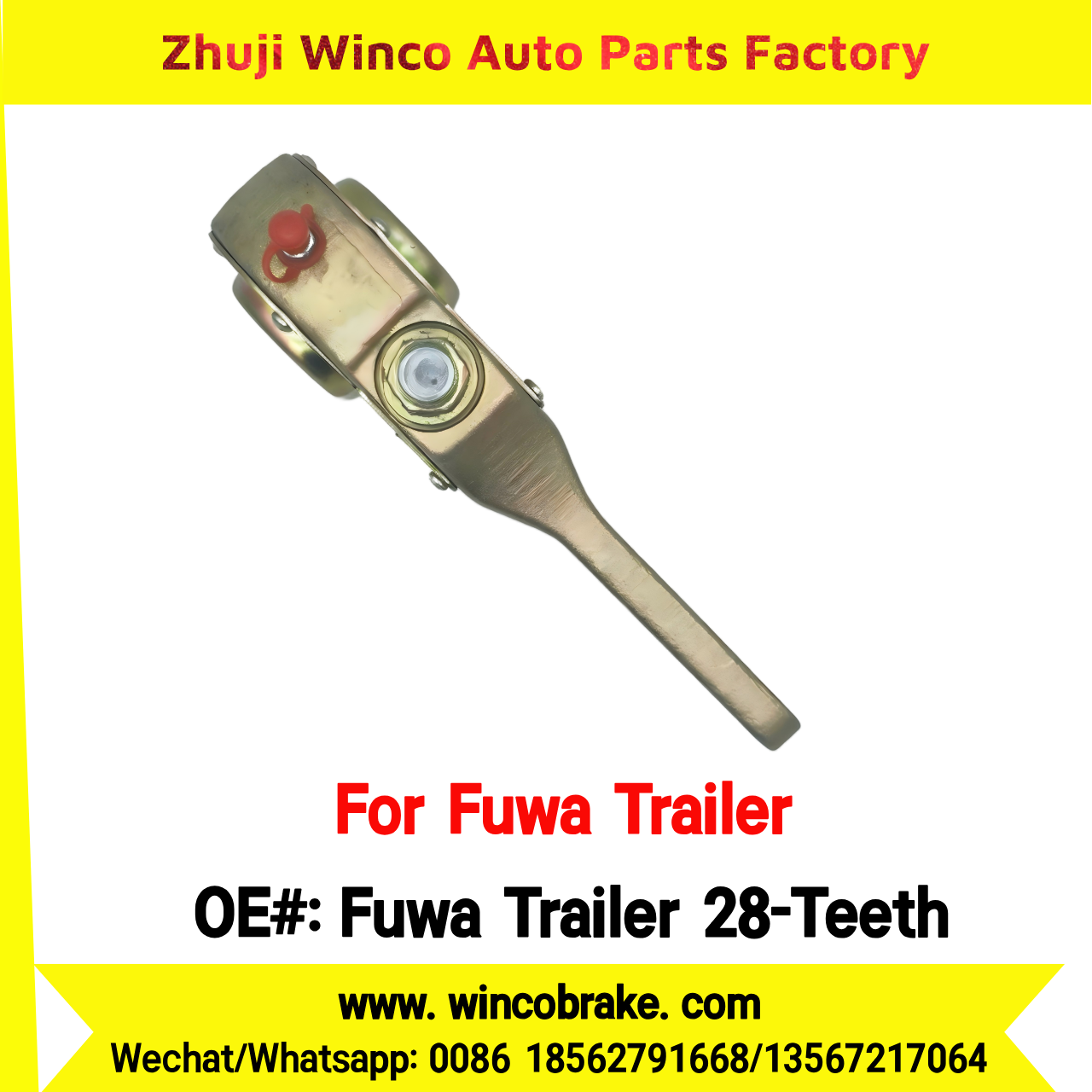 Winco OEM Fuwa Trailer 28-Teeth Manual Slack Adjuster for Suit to China Fuwa Trailer 3 Hole 28 Teeth Brake Systems