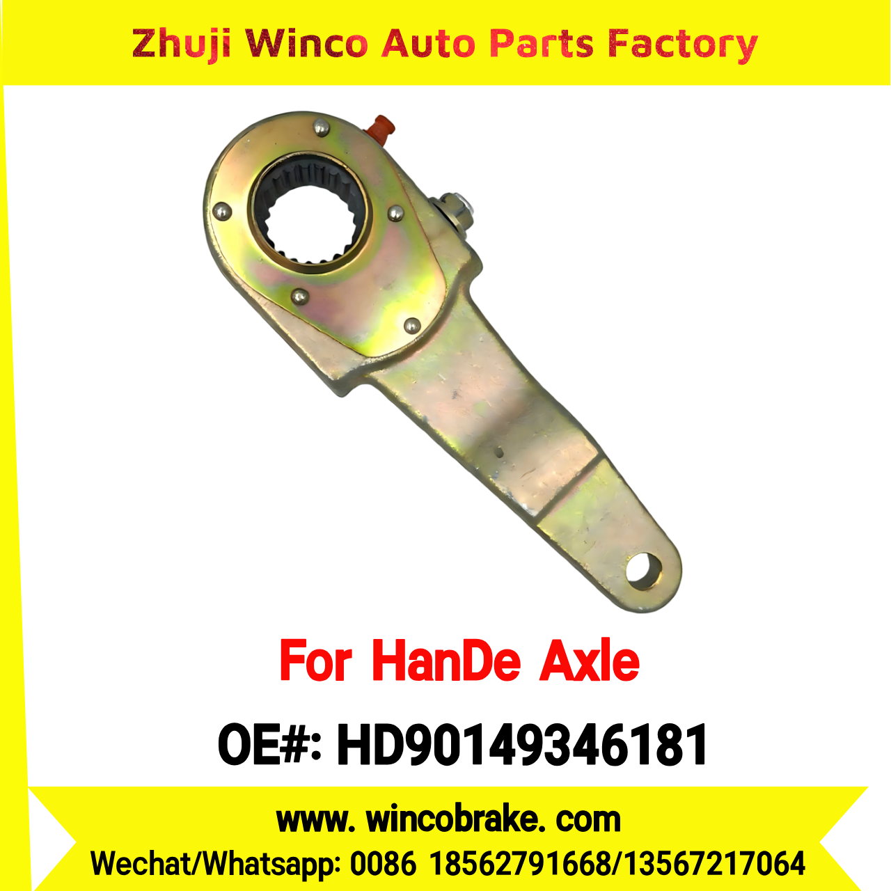 Winco OEM HD90149346181 Manual Slack Adjuster for Suit to China HanDe Axle 40T Front Right 1 Hole 20 Teeth Brake Systems