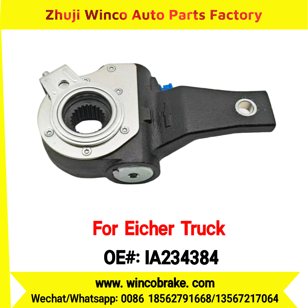 Winco OEM IA234384 India Truck Parts New Automatic Brake Slack Adjuster 24x1.25 RH Small 24 Teeth for Eicher Truck Brakes Replace SUIT TO INDIAN Eicher Truck
