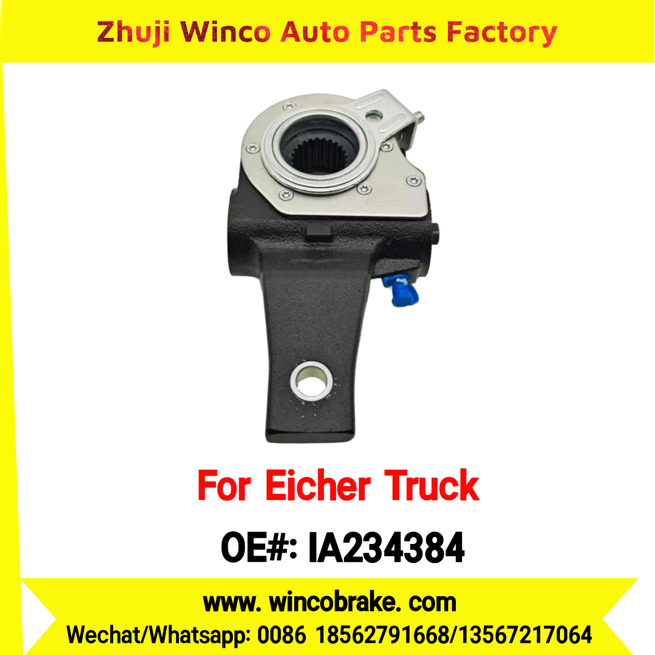 Winco OEM IA234384 India Truck Parts New Automatic Brake Slack Adjuster 24x1.25 RH Small 24 Teeth for Eicher Truck Brakes Replace SUIT TO INDIAN Eicher Truck