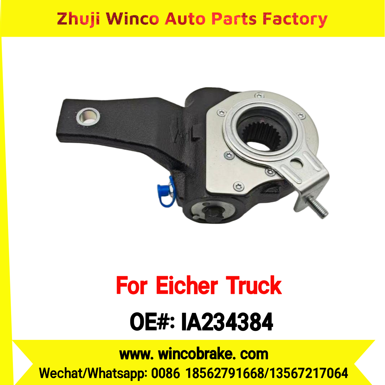 Winco OEM IA234384 India Truck Parts New Automatic Brake Slack Adjuster 24x1.25 RH Small 24 Teeth for Eicher Truck Brakes Replace SUIT TO INDIAN Eicher Truck
