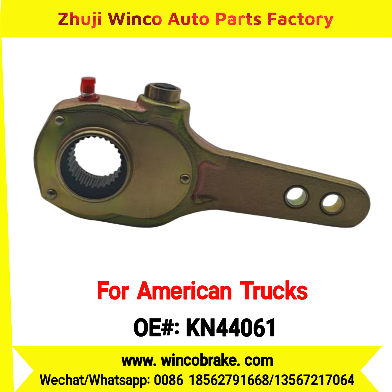 Winco OEM KN44061 Manual Brake Slack Adjuster Semi Truck Trailer Straight 28 Spline Brake Systems Accessory American Trucks Type To Replace Haldex KN44061