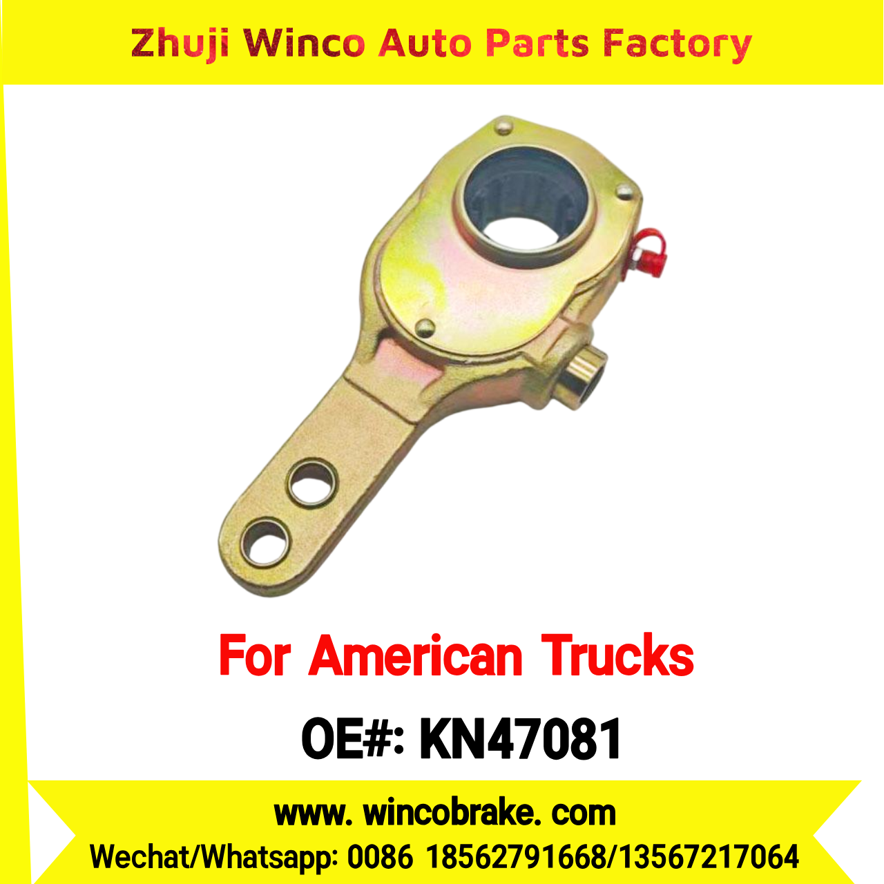 Winco OEM KN47081 Manual Brake Slack Adjuster Semi Truck Trailer 2 Holes 10 Spline Brake Systems Accessory American Trucks Type USA HEAVY DUTY To Replace Haldex KN47081