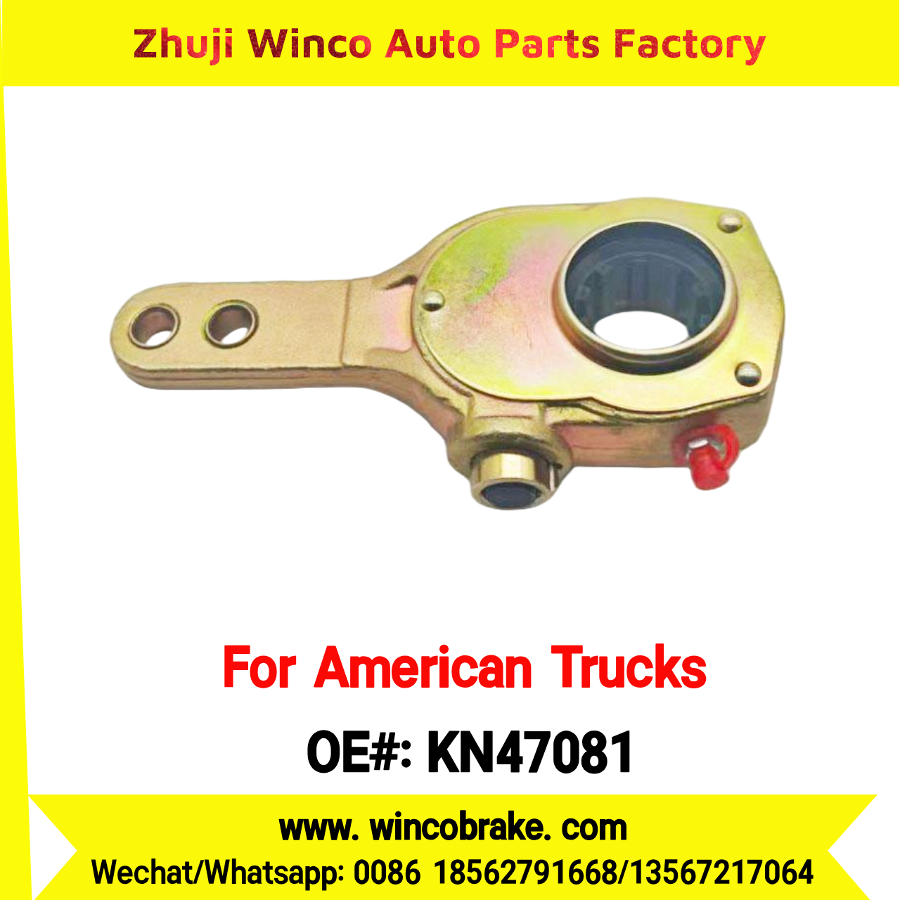 Winco OEM KN47081 Manual Brake Slack Adjuster Semi Truck Trailer 2 Holes 10 Spline Brake Systems Accessory American Trucks Type USA HEAVY DUTY To Replace Haldex KN47081