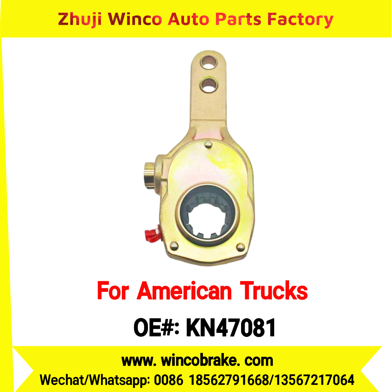 Winco OEM KN47081 Manual Brake Slack Adjuster Semi Truck Trailer 2 Holes 10 Spline Brake Systems Accessory American Trucks Type USA HEAVY DUTY To Replace Haldex KN47081