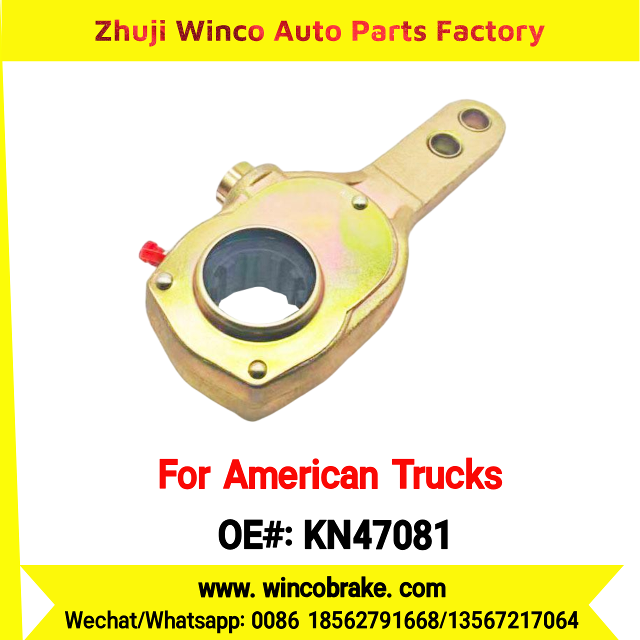 Winco OEM KN47081 Manual Brake Slack Adjuster Semi Truck Trailer 2 Holes 10 Spline Brake Systems Accessory American Trucks Type USA HEAVY DUTY To Replace Haldex KN47081