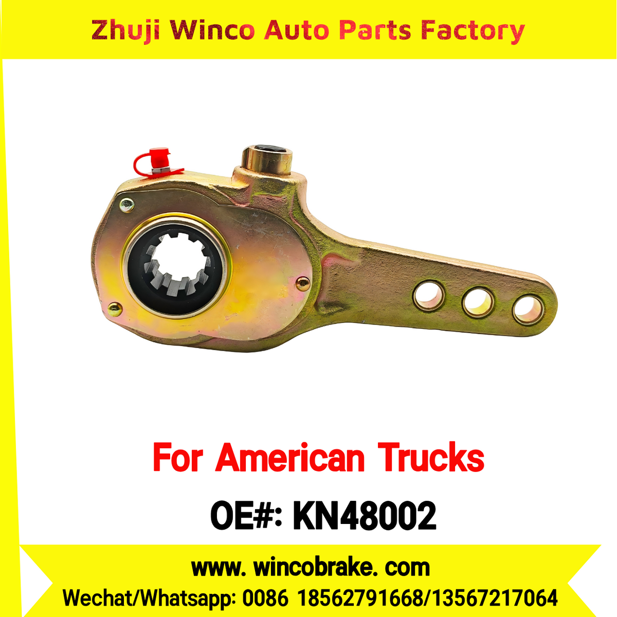 Winco OEM KN48002 Manual Brake Slack Adjuster Semi Truck Trailer 1-1/4'' Small 10 Teeth Brake Systems Accessory American Trucks Type USA HEAVY DUTY To Replace Haldex