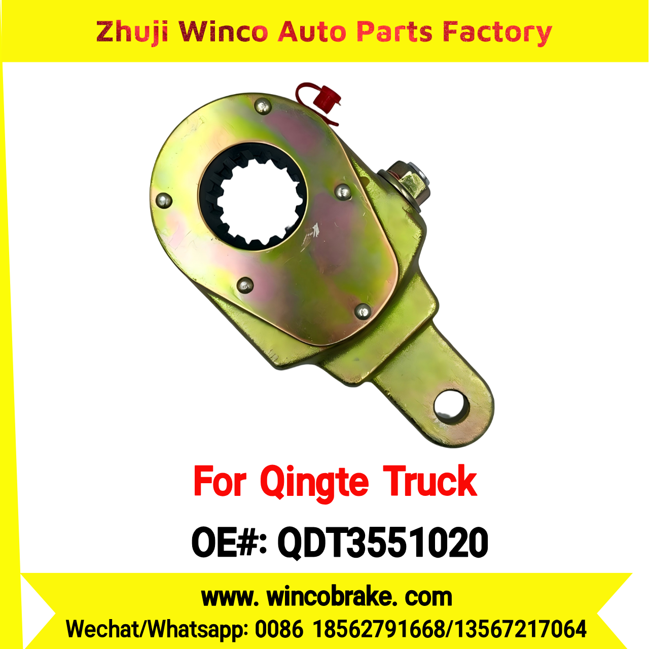 Winco OEM QDT3551020 Manual Slack Adjuster for Suit to Chinese Qingte Truck Thin Type 153 Rear Back 14 Teeth
