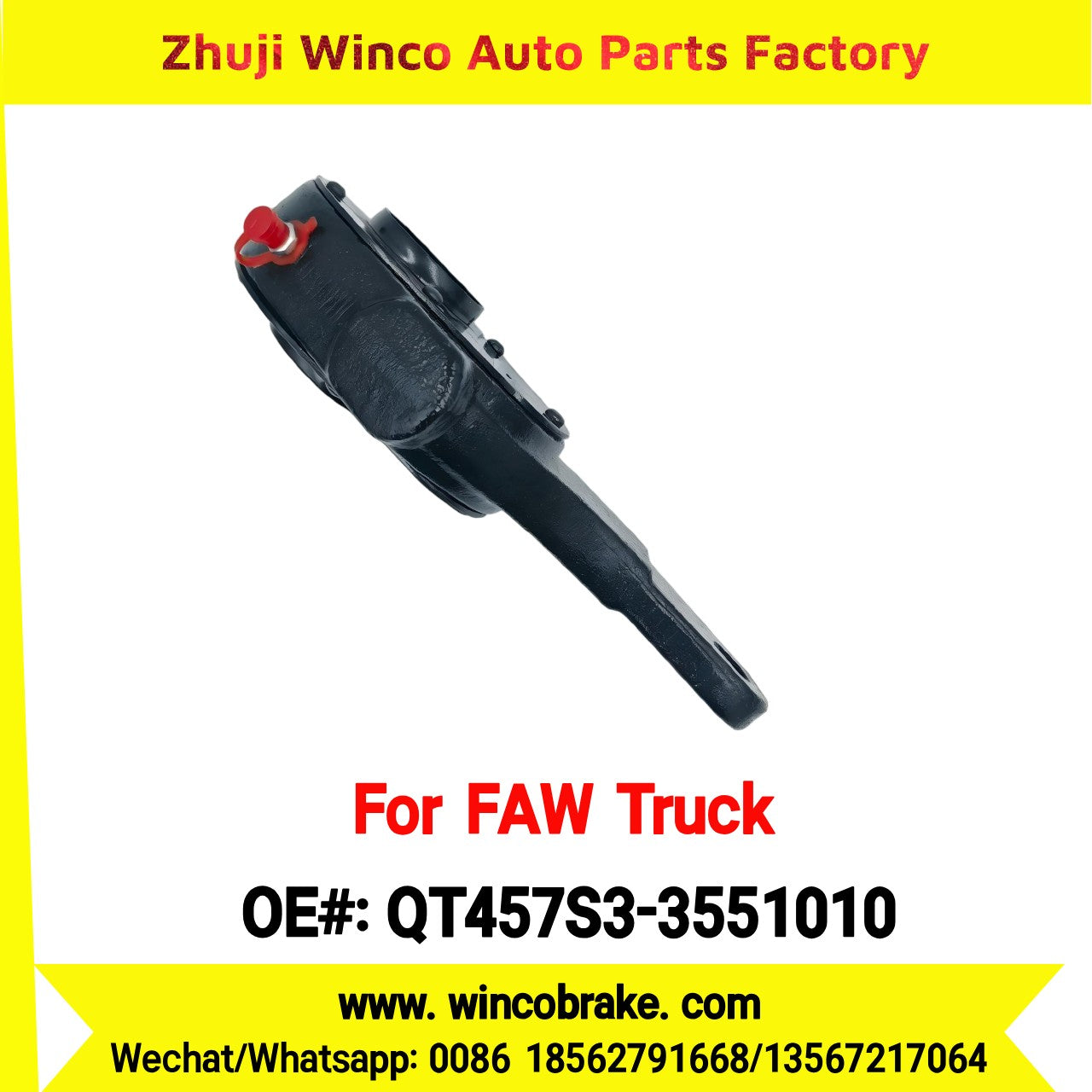 Winco OEM QT457S3-3551010 Manual Slack Adjuster for Suit to China FAW Trucks FAW Hanwei Series 19 Teeth Brake Systems