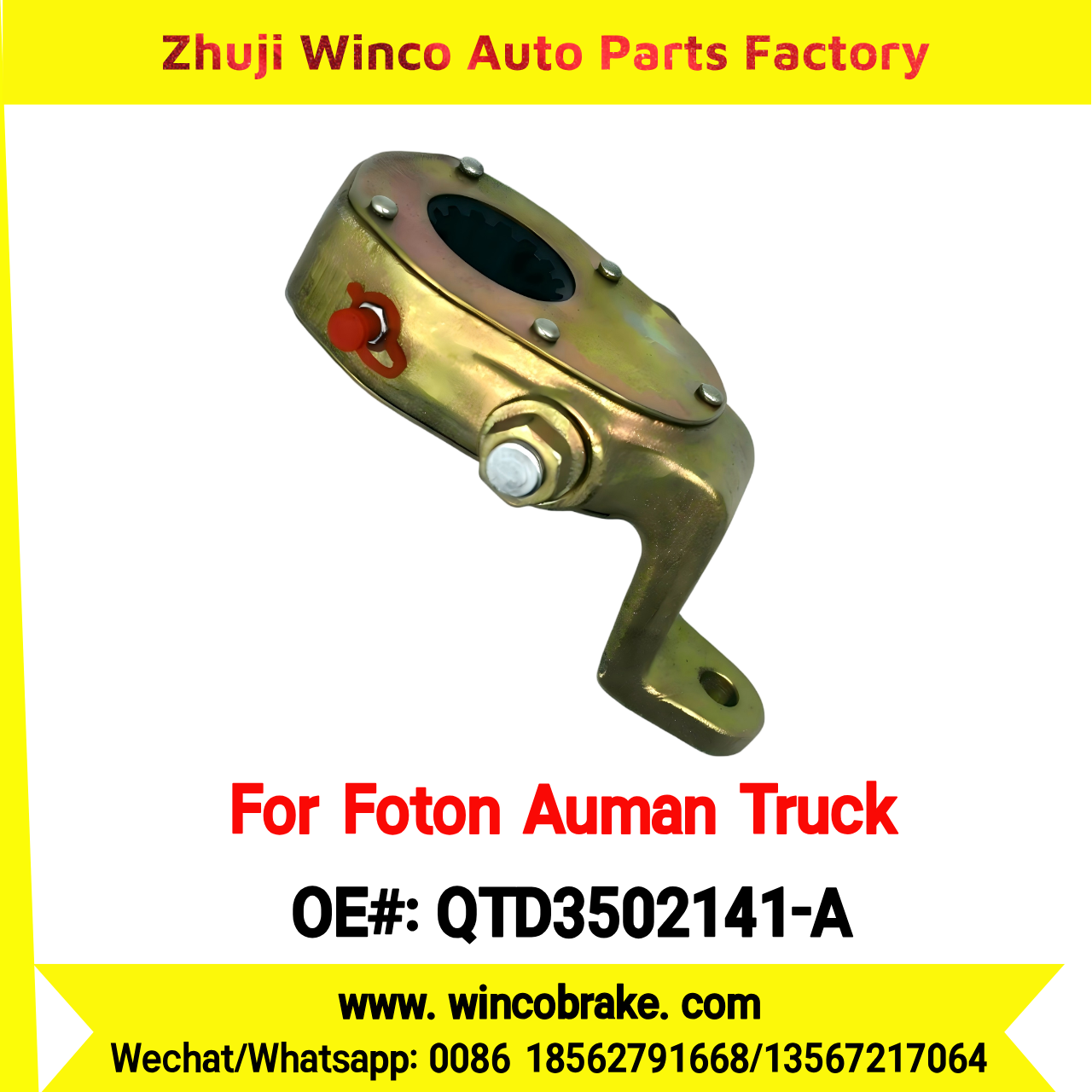 Winco OEM QTD3502141-A Manual Slack Adjuster for Suit to Chinese Foton Auman Truck Qingte Back Left 14 Teeth