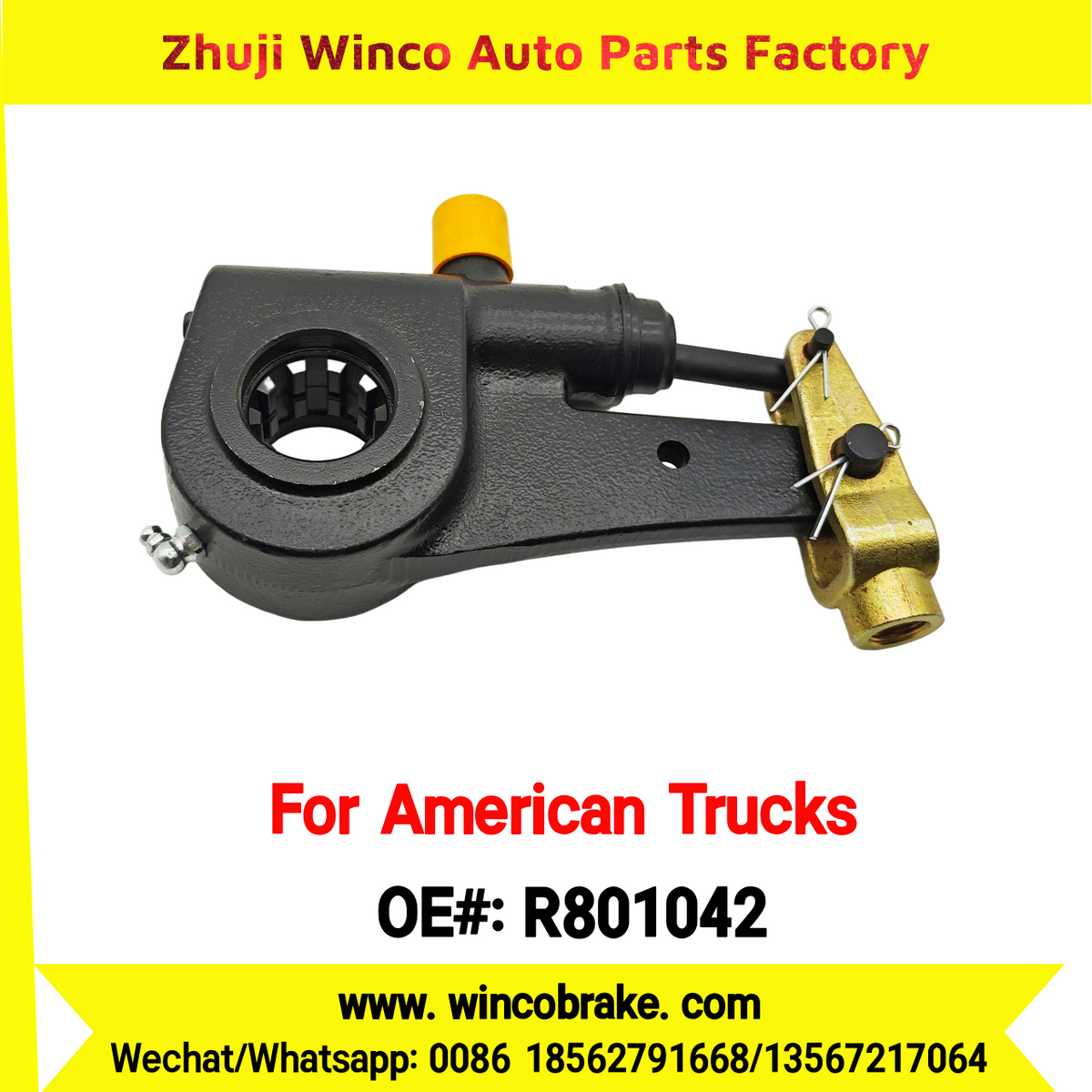 Winco OEM R801042 Automatic Slack Adjuster for Truck Brake Systems 1.5''-10 SPLINE 6'' ARM 10 Teeth Replacement SUIT TO AMERICAN TRUCKS MACK/INTERNATIONAL/FREIGHTLINER TRUCKS
