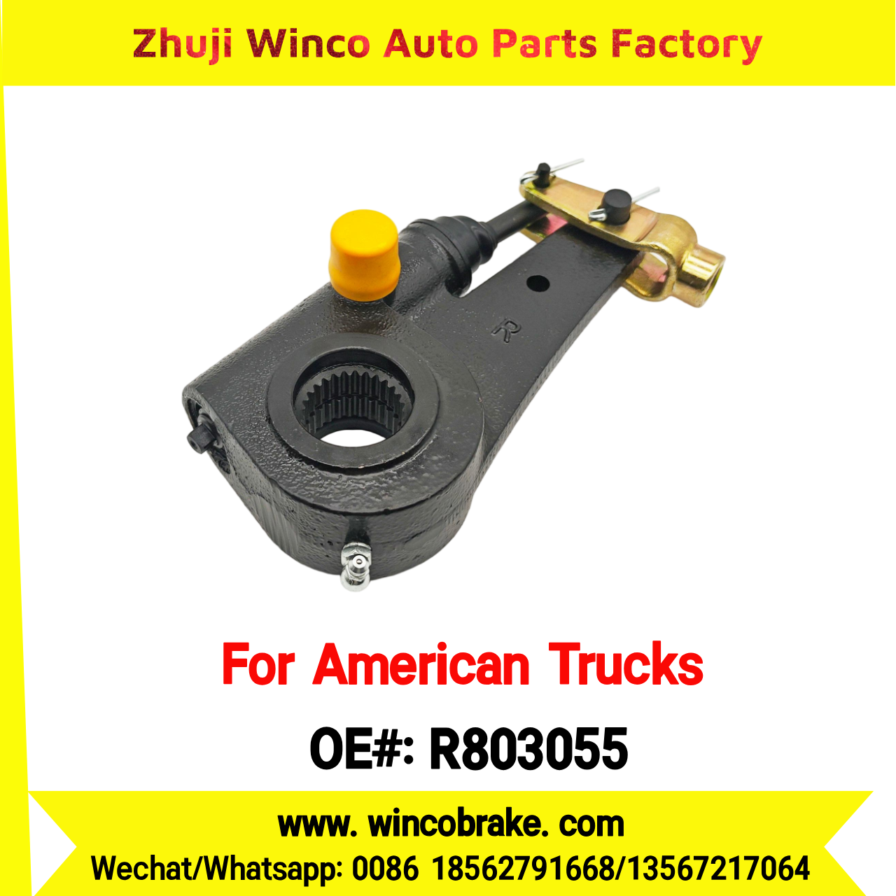 Winco OEM R803055 Automatic Slack Adjuster for Truck Brake Systems 6''- 28 TEETH TYPE 2 Meritor R803055 Replacement SUIT TO AMERICAN TRUCKS