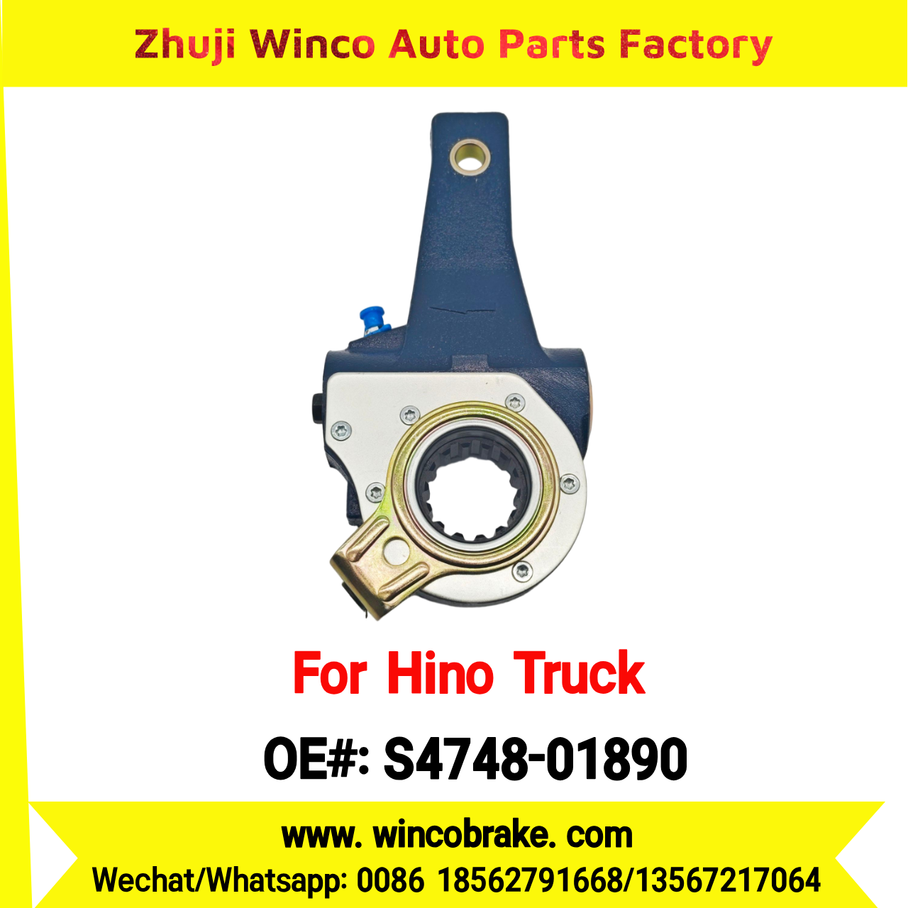 Winco OEM S4748-01890 Automatic Slack Adjuster Suit to Japanese HINO Truck 700 Series 14 Teeth Spare Parts To Replace Haldex Slack Adjuster Hino 700