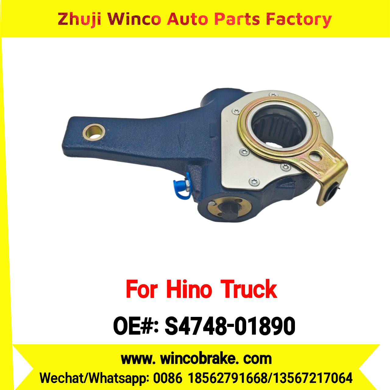 Winco OEM S4748-01890 Automatic Slack Adjuster Suit to Japanese HINO Truck 700 Series 14 Teeth Spare Parts To Replace Haldex Slack Adjuster Hino 700