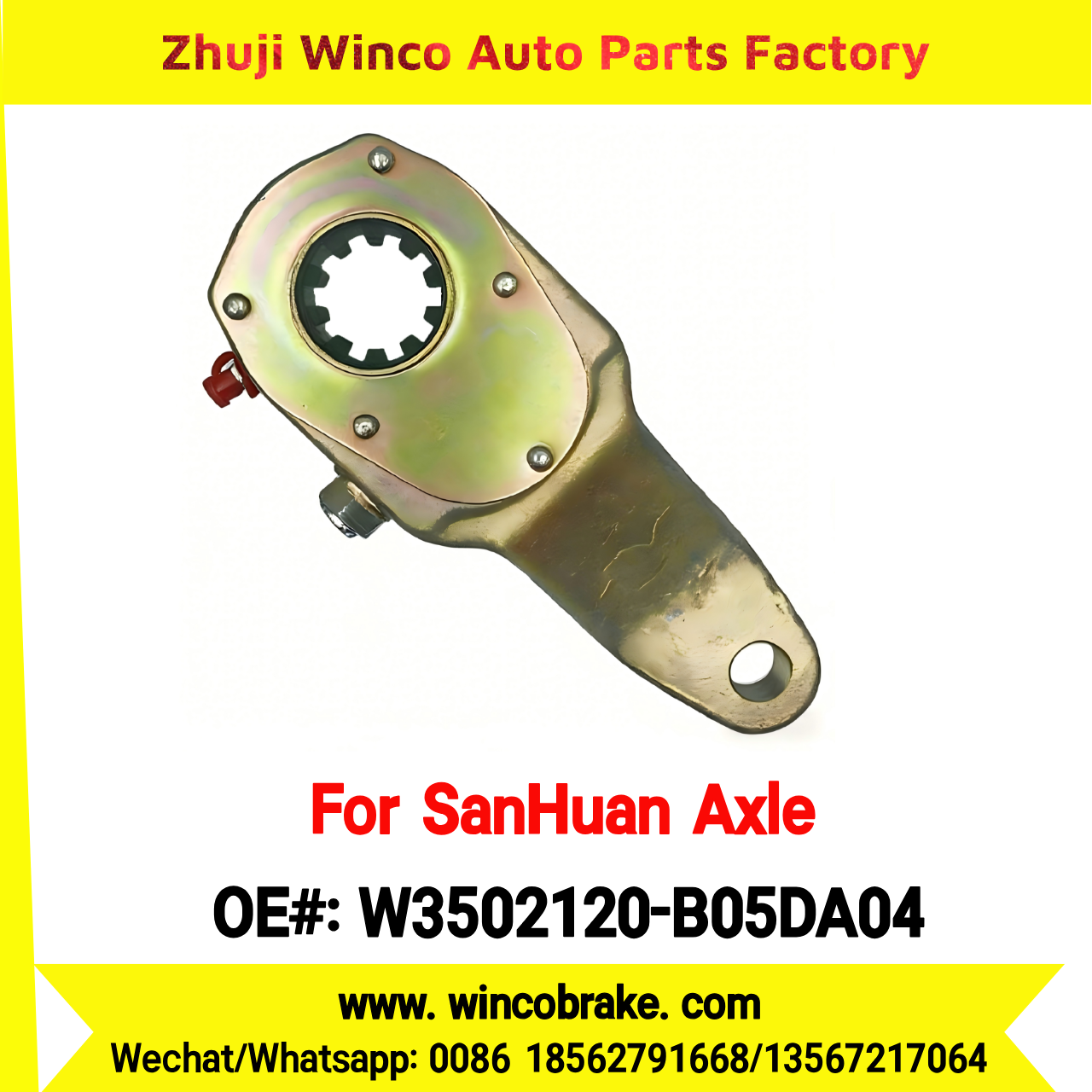 Winco OEM W3502120-B05DA04 Manual Slack Adjuster for Auto Adjusting Arm for SanHuan Axle Spare Parts Zhengteng Left 10 Teeth
